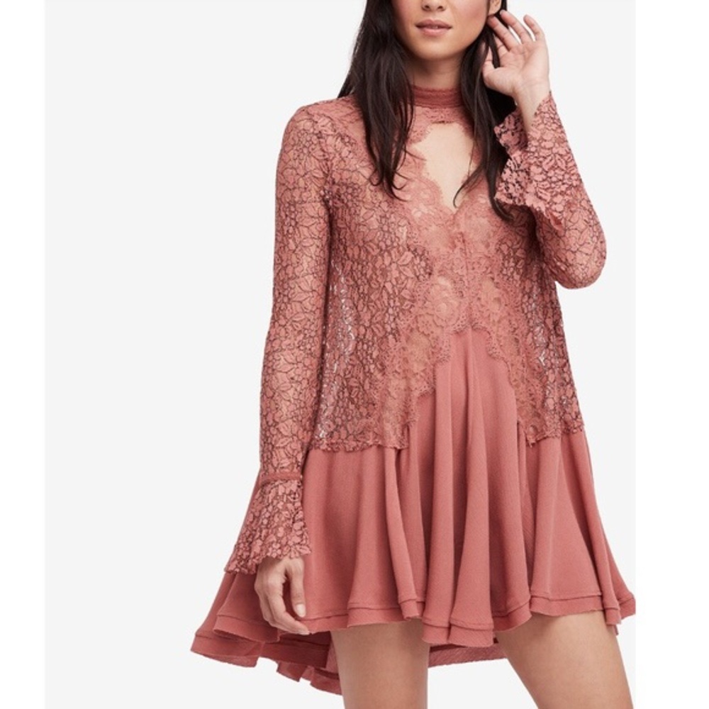 Free People Pink Lace Top/Tunic